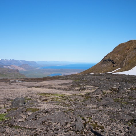 Uitzicht vanaf de Snæfellsjökull op Snæfellsnes